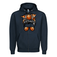 Navy basketball mom Zipper Hoodie - RacoonDesign