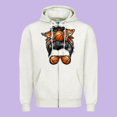 Basketball Mom Zipper Hoodie Designed By Racoondesign