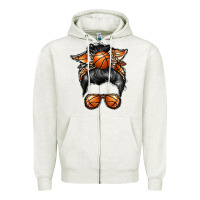 Oatmeal Heather basketball mom Zipper Hoodie - RacoonDesign