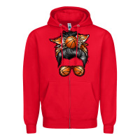 Red basketball mom Zipper Hoodie - RacoonDesign