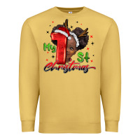Antique Gold my first christmas african girl Premium Sweatshirt - BarkalooDesign