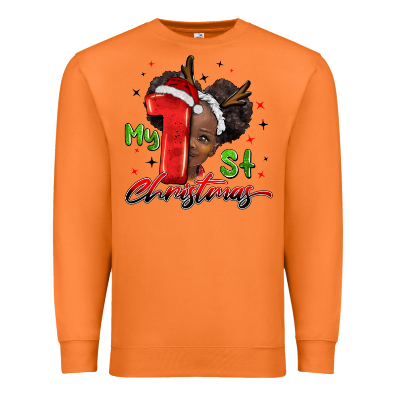 My First Christmas African Girl Premium Sweatshirt by BarkalooDesign | Teevron