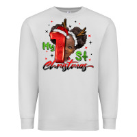 Dove Grey my first christmas african girl Premium Sweatshirt - BarkalooDesign