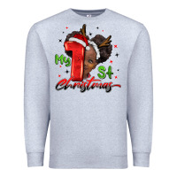 Heather Grey my first christmas african girl Premium Sweatshirt - BarkalooDesign