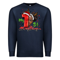 Navy my first christmas african girl Premium Sweatshirt - BarkalooDesign