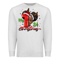 Oatmeal Heather my first christmas african girl Premium Sweatshirt - BarkalooDesign