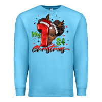 Ocean Blue my first christmas african girl Premium Sweatshirt - BarkalooDesign