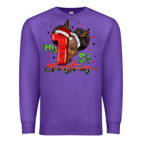 Purple my first christmas african girl Premium Sweatshirt - BarkalooDesign