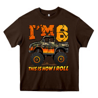 Chocolate Brown i'm six this is how i roll monster truck birthday Heavy Core Tee - Jasminsmagicworld