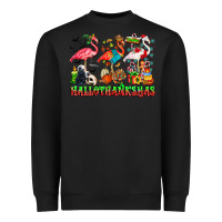 Black happy hallothanksmas flamingo Heavyweight Sweatshirt - CowhideDigitalArt