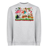 Heather Grey happy hallothanksmas flamingo Heavyweight Sweatshirt - CowhideDigitalArt