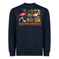 Navy happy hallothanksmas flamingo Heavyweight Sweatshirt - CowhideDigitalArt