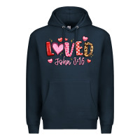 Navy loved john 3 16 Premium Hoodie - LillyAllenDesigns