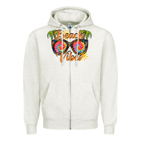 Oatmeal Heather beach vibes Zipper Hoodie - RacoonDesign