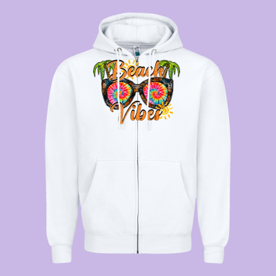 Beach Vibes Zipper Hoodie Designed By Racoondesign