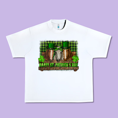 Happy St. Patrick's Day Horses With Leprechaun Hat And Bandana Urban Heavy Tee Designed By Ranaportraitstore
