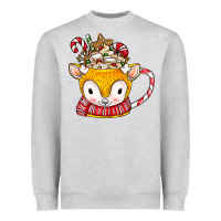 Heather Grey coffee cups animal Heavyweight Sweatshirt - CowhideDigitalArt