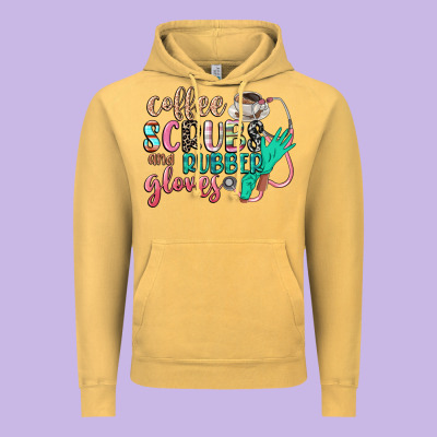 Coffee Scrubs And Rubber Gloves Vintage Hoodie Designed By Cowgirlartshop