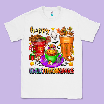 Happy Hallothanksmas Coffee Cups Classic Tee Designed By Texasbilliewilder