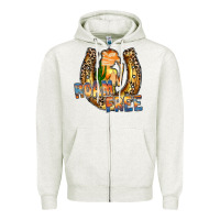Oatmeal Heather cowgirl horseshoe Zipper Hoodie - RacoonDesign