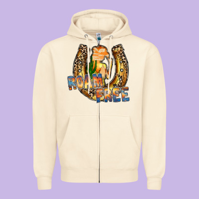 Cowgirl Horseshoe Zipper Hoodie Designed By Racoondesign