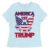 Baby Blue Trump America First Eagle Ladies Tee - Bettercallsaul