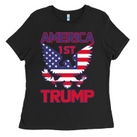 Black Trump America First Eagle Ladies Tee - Bettercallsaul