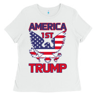 White Trump America First Eagle Ladies Tee - Bettercallsaul