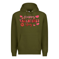 Army Green happy valentine's day Premium Hoodie - LillyAllenDesigns
