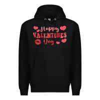 Black happy valentine's day Premium Hoodie - LillyAllenDesigns