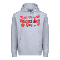 Heather Grey happy valentine's day Premium Hoodie - LillyAllenDesigns