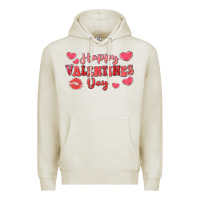 Oatmeal Heather happy valentine's day Premium Hoodie - LillyAllenDesigns