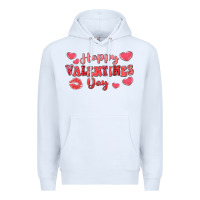 White happy valentine's day Premium Hoodie - LillyAllenDesigns