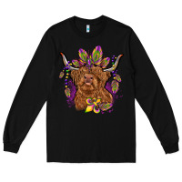 Black mardi gras cow Long Sleeve Tee - OliviaCreatesArt