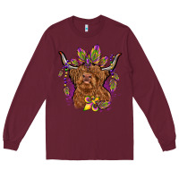 Burgundy mardi gras cow Long Sleeve Tee - OliviaCreatesArt
