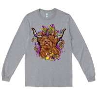 Heather Grey mardi gras cow Long Sleeve Tee - OliviaCreatesArt