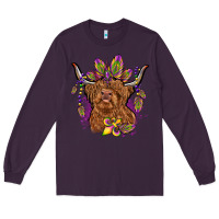 Plum mardi gras cow Long Sleeve Tee - OliviaCreatesArt