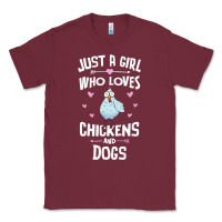 Burgundy Just A Girl Who Loves Chickens And Dogs Gift Women Classic Tee - trangStudio