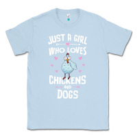 Dusty Blue Just A Girl Who Loves Chickens And Dogs Gift Women Classic Tee - trangStudio