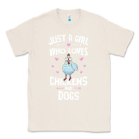 Natural Just A Girl Who Loves Chickens And Dogs Gift Women Classic Tee - trangStudio