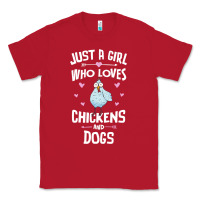 Red Just A Girl Who Loves Chickens And Dogs Gift Women Classic Tee - trangStudio