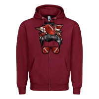 Burgundy football mom Zipper Hoodie - RacoonDesign