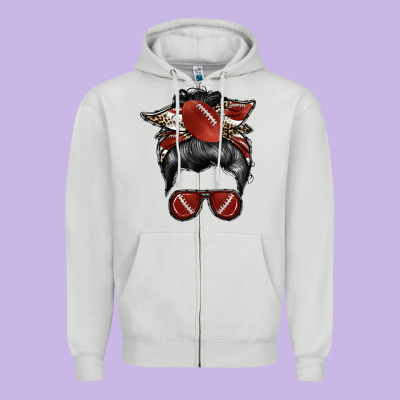 Football Mom Zipper Hoodie Designed By Racoondesign
