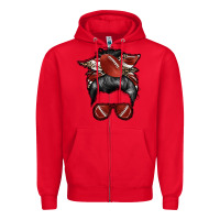 Red football mom Zipper Hoodie - RacoonDesign