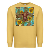 Antique Gold western highland cow Premium Sweatshirt - BarkalooDesign