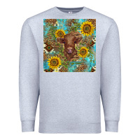 Heather Grey western highland cow Premium Sweatshirt - BarkalooDesign