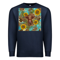 Navy western highland cow Premium Sweatshirt - BarkalooDesign