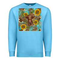 Ocean Blue western highland cow Premium Sweatshirt - BarkalooDesign