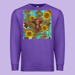 Western Highland Cow Premium Sweatshirt Designed By Barkaloodesign
