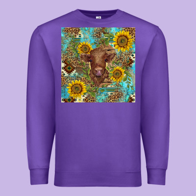 Western Highland Cow Premium Sweatshirt Designed By Barkaloodesign